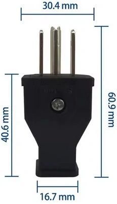 Vidlica 110V 3 kolíky 15A čierná